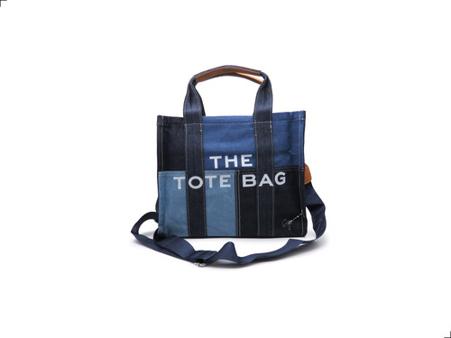 Bolsa Tote 30 Cms Mezclilla Azul 2 Tonos