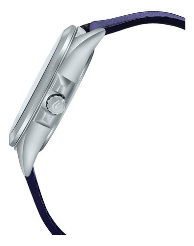 Reloj Casio Edifice EFV-140L-7av para hombre, color de correa azul oscuro, color de bisel plateado, color de fondo blanco