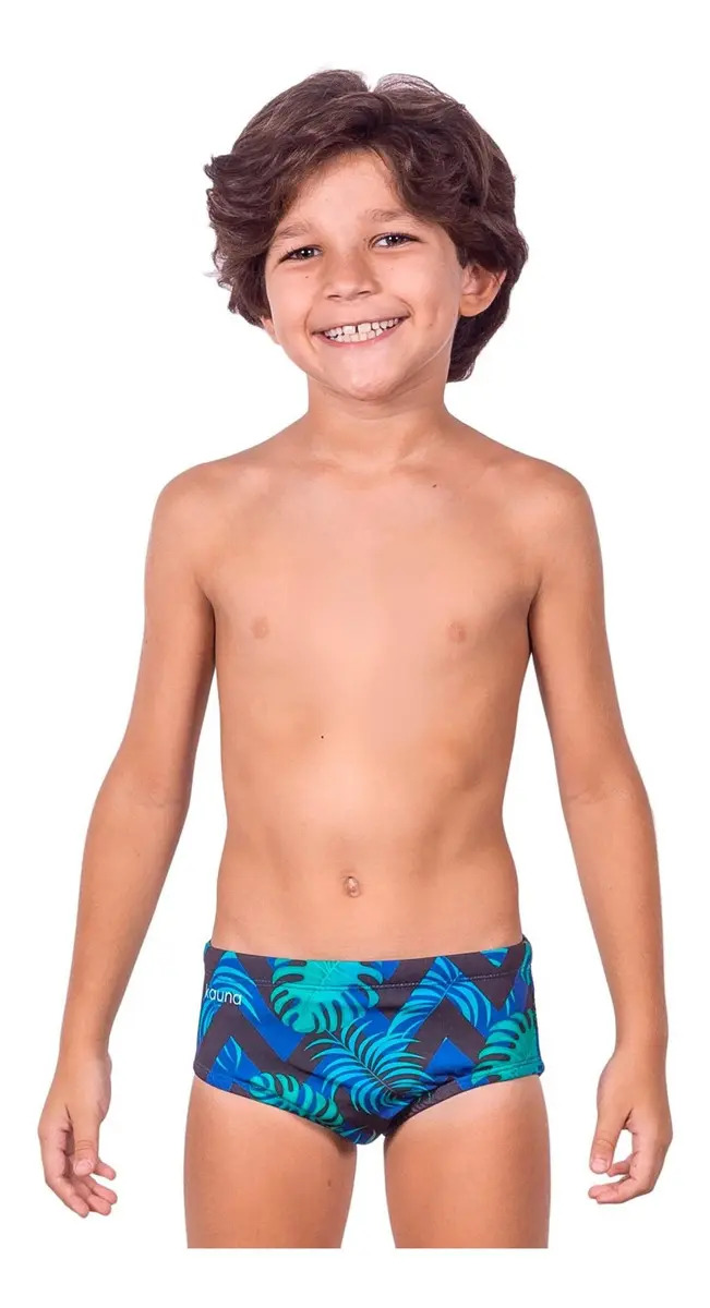 Sunga Infantil Kauna Hawaii com Proteção UV 50+ Azul Estampada