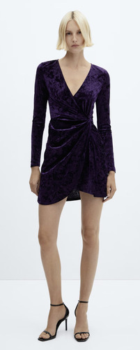 Vestido Mango Corto Terciopelo