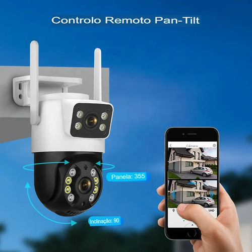 Kit 2 Camera Segurança Ip A31 Prova D'agua Lente Dupla 6mp Cor Preto/branco
