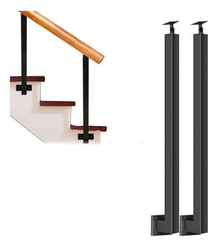 Side Mount Staircase Metal Railing, Baluster Wrought Iron, B
