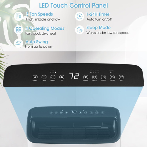 Aire Acondicionado Portátil 15000 Btu 4 En 1 Con Control Rem Blanco