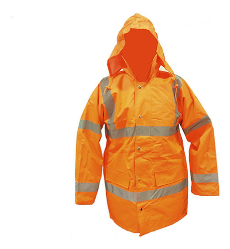 Campera Parka Impermeable Con Cintas Reflectivas Y Capucha 