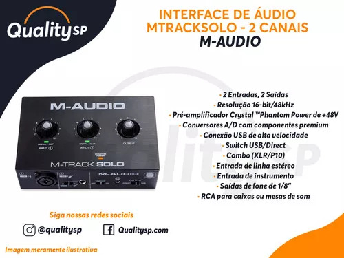 Interface Áudio Mtracksolo M-audio 24-bit/48khz Profissional