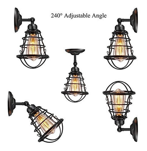 Lote De 2 Luces De Estilo Vintage Con Enchufe De Pared Indus