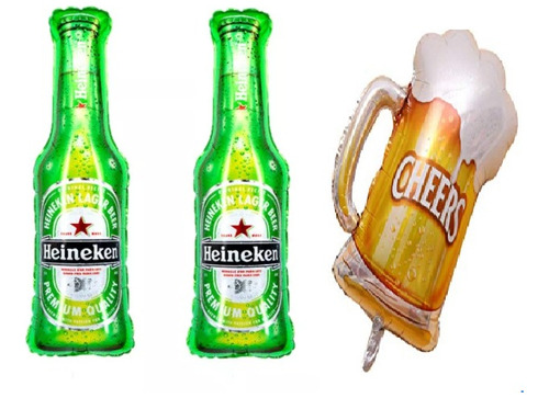 Combo 3 Piezas Globos Cerveza Heineken Y Chop