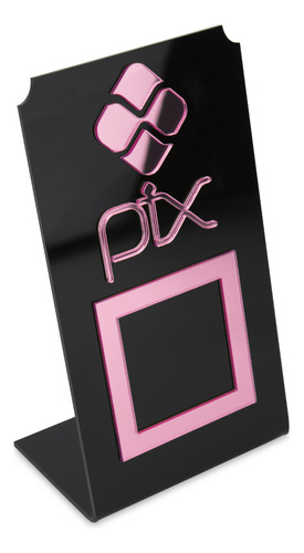 Placa Pix Qr Code Display Para Pagamentos Acrílico Preto