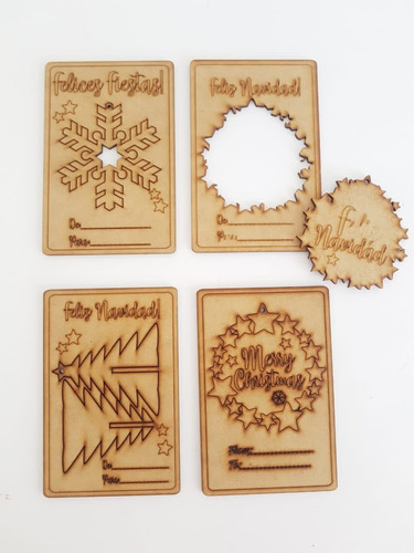 Tarjetas Navideñas Con Frases Aplique Navidad Fibrofacil X4u