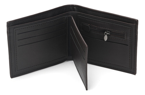 Billetera De Hombre Con Monedero Cuero Sintetico Wanderlust Color Marrón Oscuro Diseño De La Tela Liso