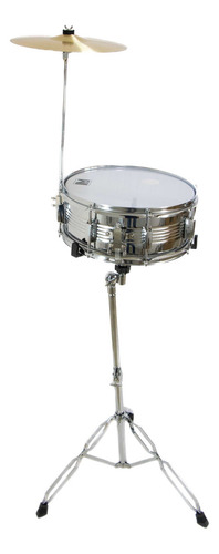 Tarola Lm Drums Dc-20, Con Atril Baquetas Y Platillos Casco Plateado