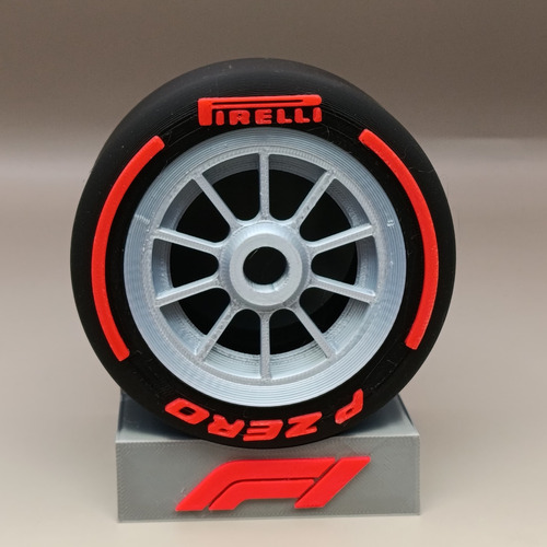 Llanta F1 Rojo Pole Position Checo Perez, Neumático Pirelli Rojo