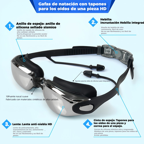 Natacion Traje De Bano Completo Hombre Gafas Deportivas
