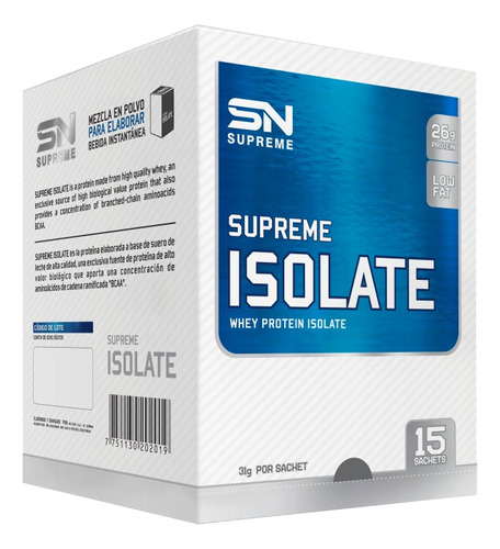 Supreme Nutrition Supreme Isolate Caja 15 Unid. Vainilla