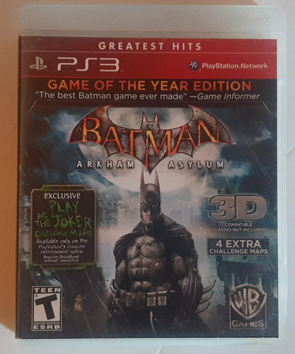 Juego Ps3 - Batman Arkham Asylum - (Usado)