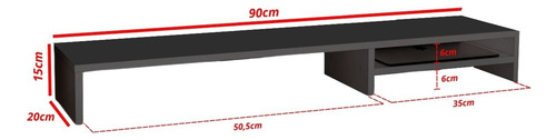 Base Monitor De Áudio Suporte Com Prateleira 15x90x20cm Mdf