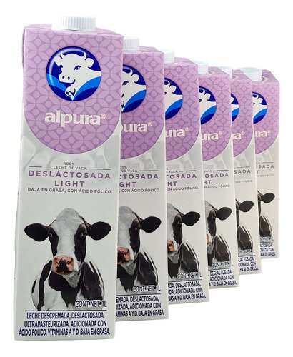 6pz Leche Alpura Deslactosada Light De 1lt Paquete - Sm