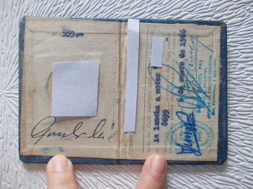 4348- Carnet Usado Club Nautico San Isidro Año 1966