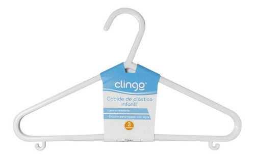 Kit 3 Cabides Infantil Branco- Clingo - C0046 - Brasbaby