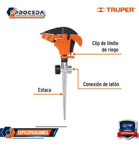 Aspersor Plástico Dos Vías, Estaca De 11 , Truper 10339