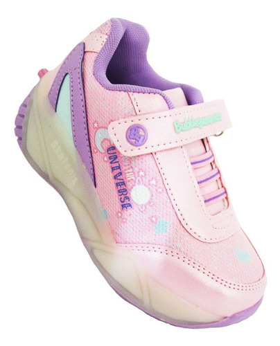 Tenis Patín Bubble Gummers Perla I Rosa Con Luces