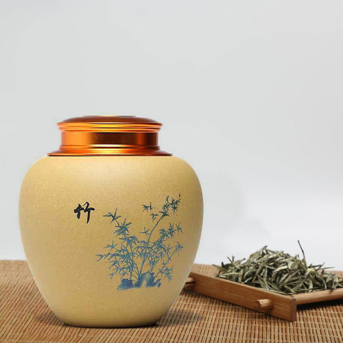 C-f Lata De Té, Lata De Té Suelta, 11 Cm X 13,5 Cm Bambú