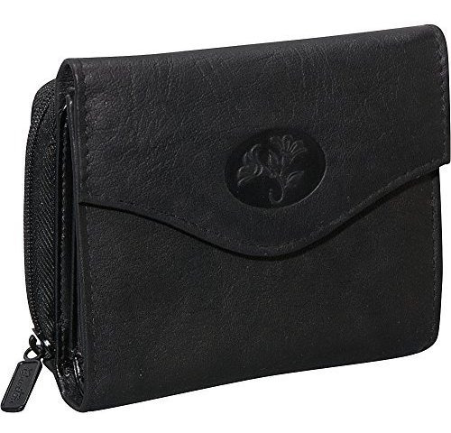 Buxton Heredera Del Cuero Monedero Zip, Negro, Un Tamaño.