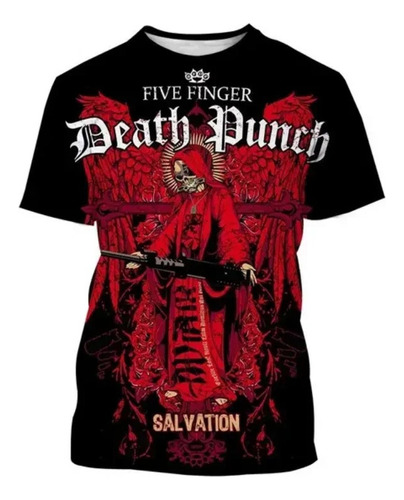 Camiseta Impresa En 3d Rock Five Finger Death Punch