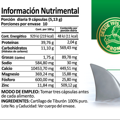 Imagen 7 de 9 de Cartilago De Tiburon (90 Caps) Pronat Ultra