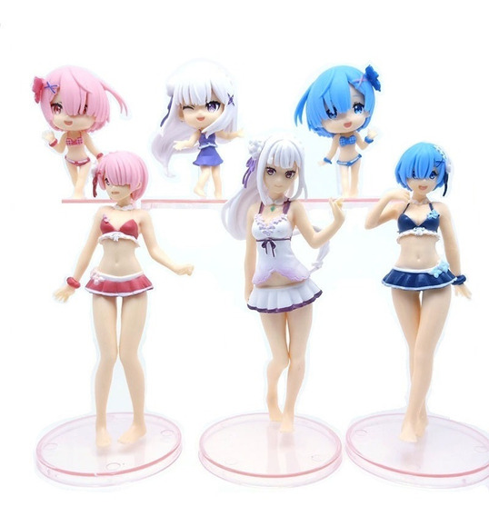 QWEIAS Ram Rem Action Figure Anime Statues Action Character Model Toy Dolls Desktop Decorations Collectibles Home Car Dashboard Gift Games Cool Blue-13CM