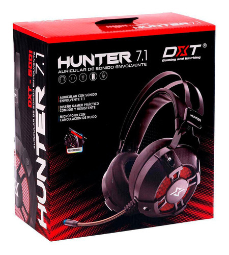 Dxt Headset Gamer Rgb Hunter 7.1 Color Negro