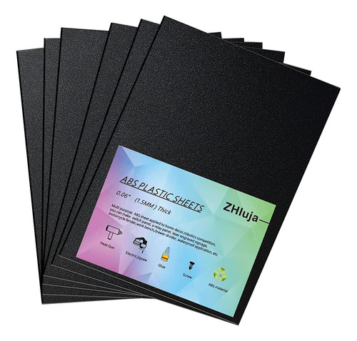 Láminas De Plástico Abs Negro De 0.060 De Grosor, 12...