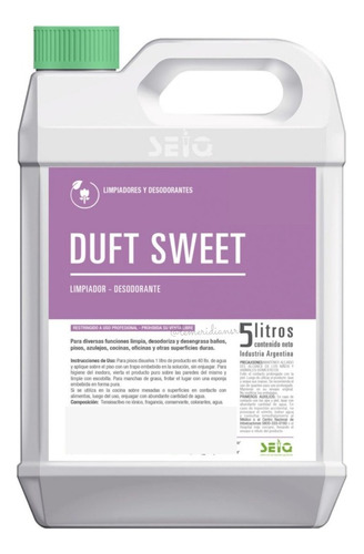 Desodorante De Pisos Limpiador Desinfectante Duft Sweet 5 Lt Fragancia Cítrico