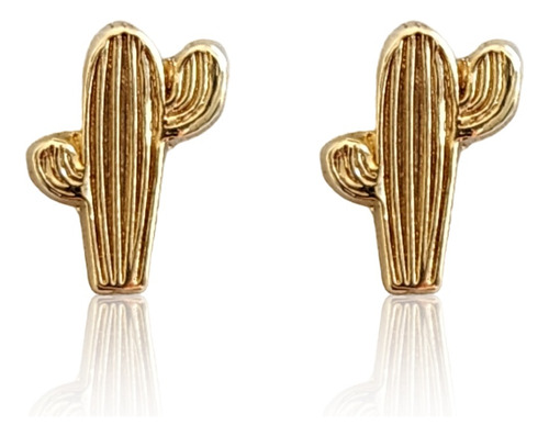 Cactus Planta Oro 10k Arete Broquel (par De Aretes)