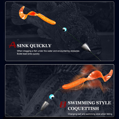 Hooks Rigged Line Kit Texas Riggs Para Pesca Con Pesas De Lu