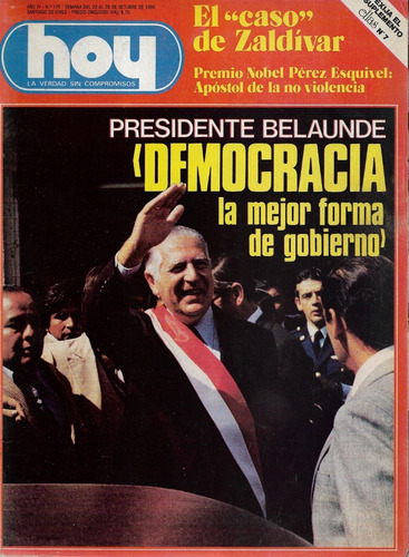 Revista Hoy N° 170 / 28 Octubre 1980 / El   Caso    Zaldívar