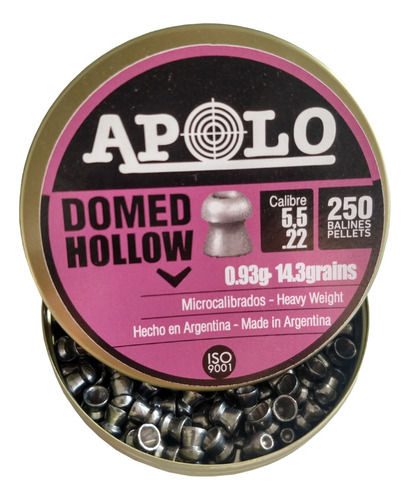 Postones Apolo Domed Hollow 5.5m 15gr 250 Uds
