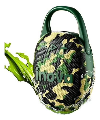 Caixa De Som Bluetooth 5.4 Portátil Potente Ip67 Com Gancho Camuflagem 127/220v