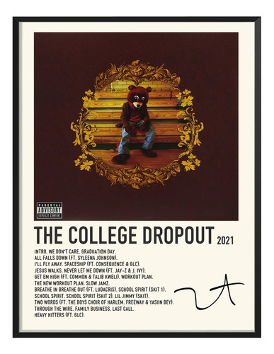 Poster Kanye West Album Tracklist The College Dropout 45x30