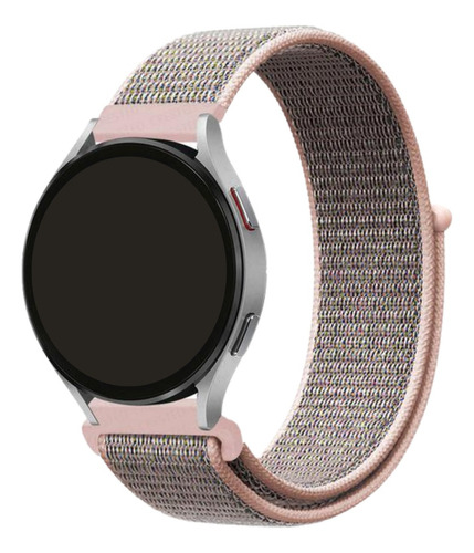 Pulseira Nylon Velcro Compatível Com Galaxy Watch 4/ 5/ 6 Cor Cinza com rosa Largura 20 mm