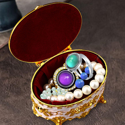 Caja De Joyería Esmaltada Con Bisagras, Organizador De