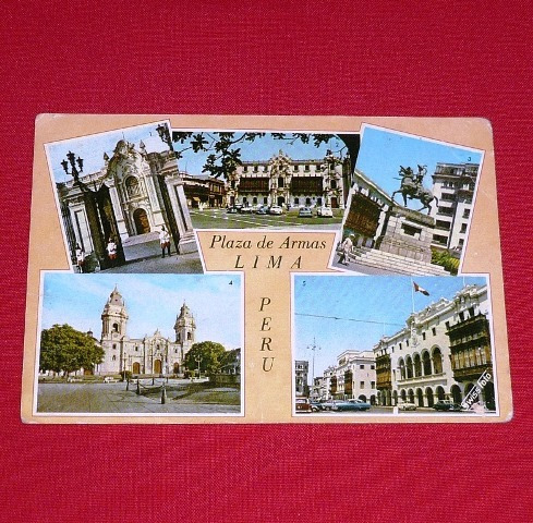 Antigua Postal Plaza De Armas Lima 5 Vistas Swiss Foto 1963