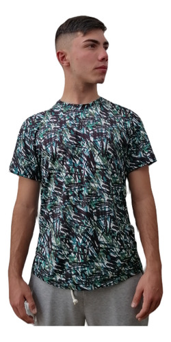 Camiseta Sponsaix  Full Print Poli Rayones Selva Para Hombre