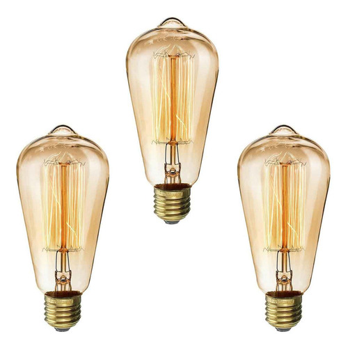 Foco Vintage Tipo Edison 35w Luz Calida Incandescente 3 Pzs