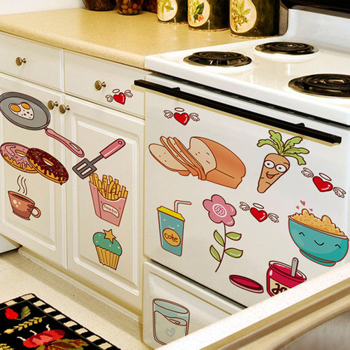 Pegatinas De Pared Para Nevera De Dibujos Animados Restauran