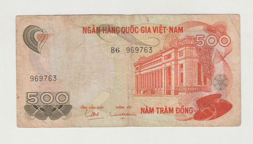 Billete Vietnam Del Sur 500 Dong 1970 Guerra Vietnam (c85).