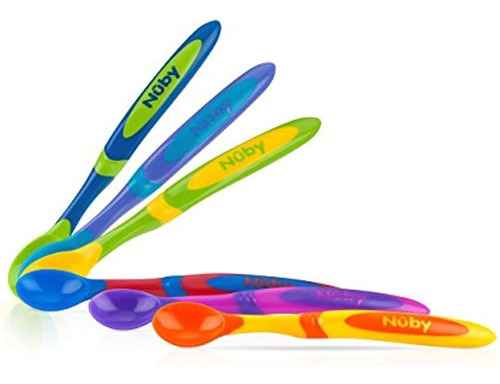 Cucharas De Destete De Mango Largo Nuby De 6 Piezas, Surtida