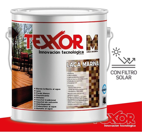 Laca Marina Para Madera Con Uretano 4lts Ext./int. - Texxor