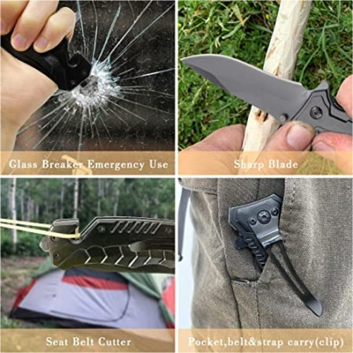 Navaja Táctica Y Funda Supervivencia Camping, Pesca Y Caza