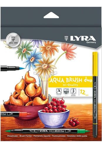 Marcadores Pincel Lyra Aqua Brush Duo Juego 12 Rotuladores A